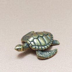 Mini Brass Turtle Figurine – Feng Shui Tortoise Sculpture for Desk, Shelf, Lucky Charm or Collector Gift - Image 7