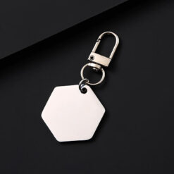 Alternative view of Black Hexagon Stainless Steel Keychain Blank – 30mm, 14g, DIY Engraving Tag