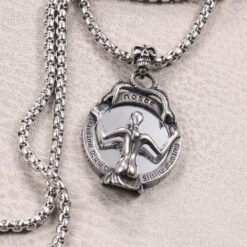 Gothic Skull Mirror Pendant Necklace Stainless Steel Serpent Dark Fantasy - Image 6