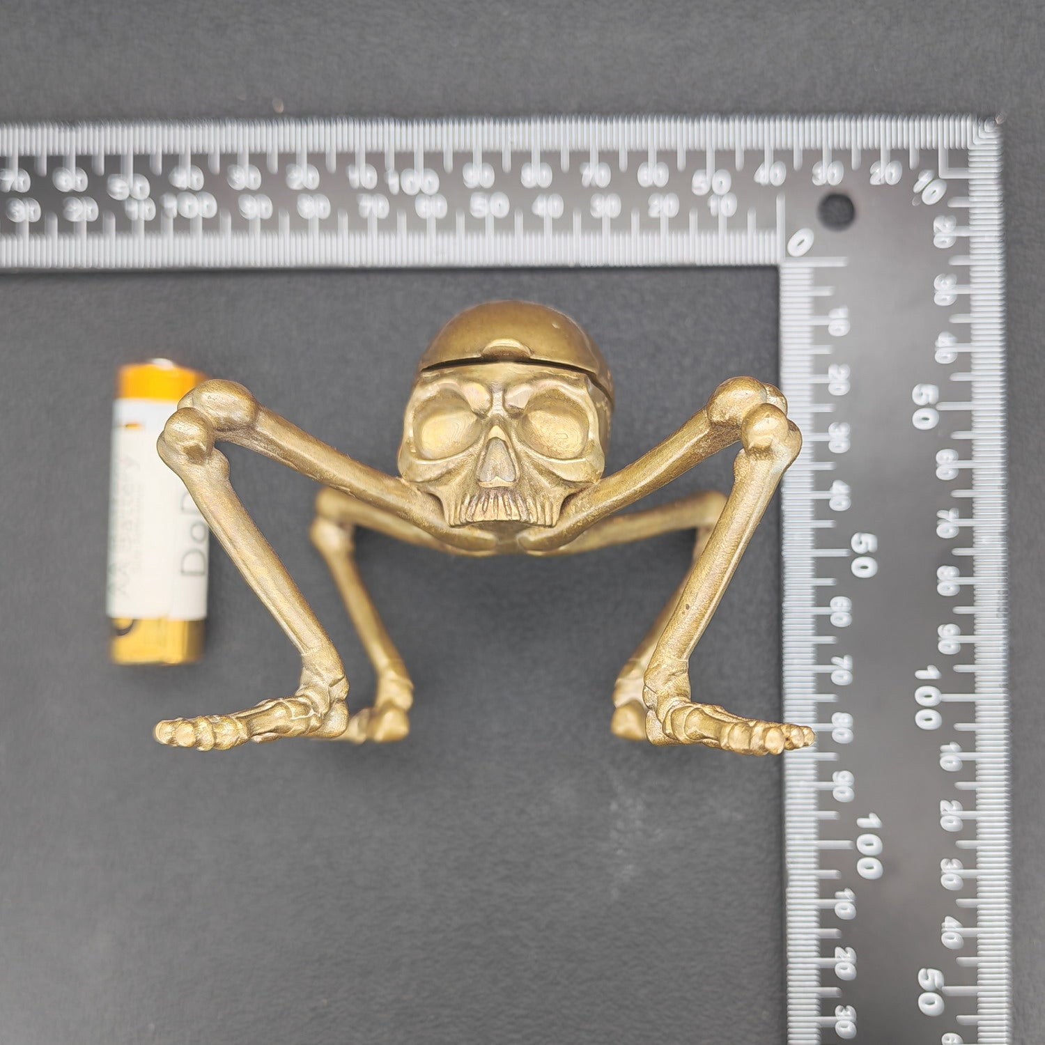 Brass Skeleton Storage Box – Gothic Skull Collectible with Hinged Lid - Image 4