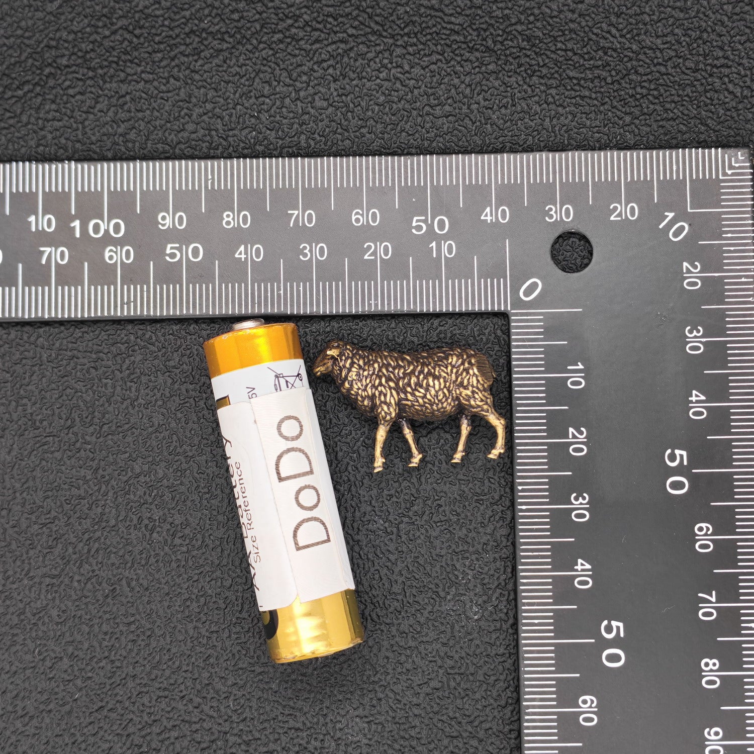 Miniature Brass Sheep Figurine Tiny Wool Texture Desk Sculpture - Image 4