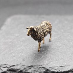Miniature Brass Sheep Figurine Tiny Wool Texture Desk Sculpture - Image 8