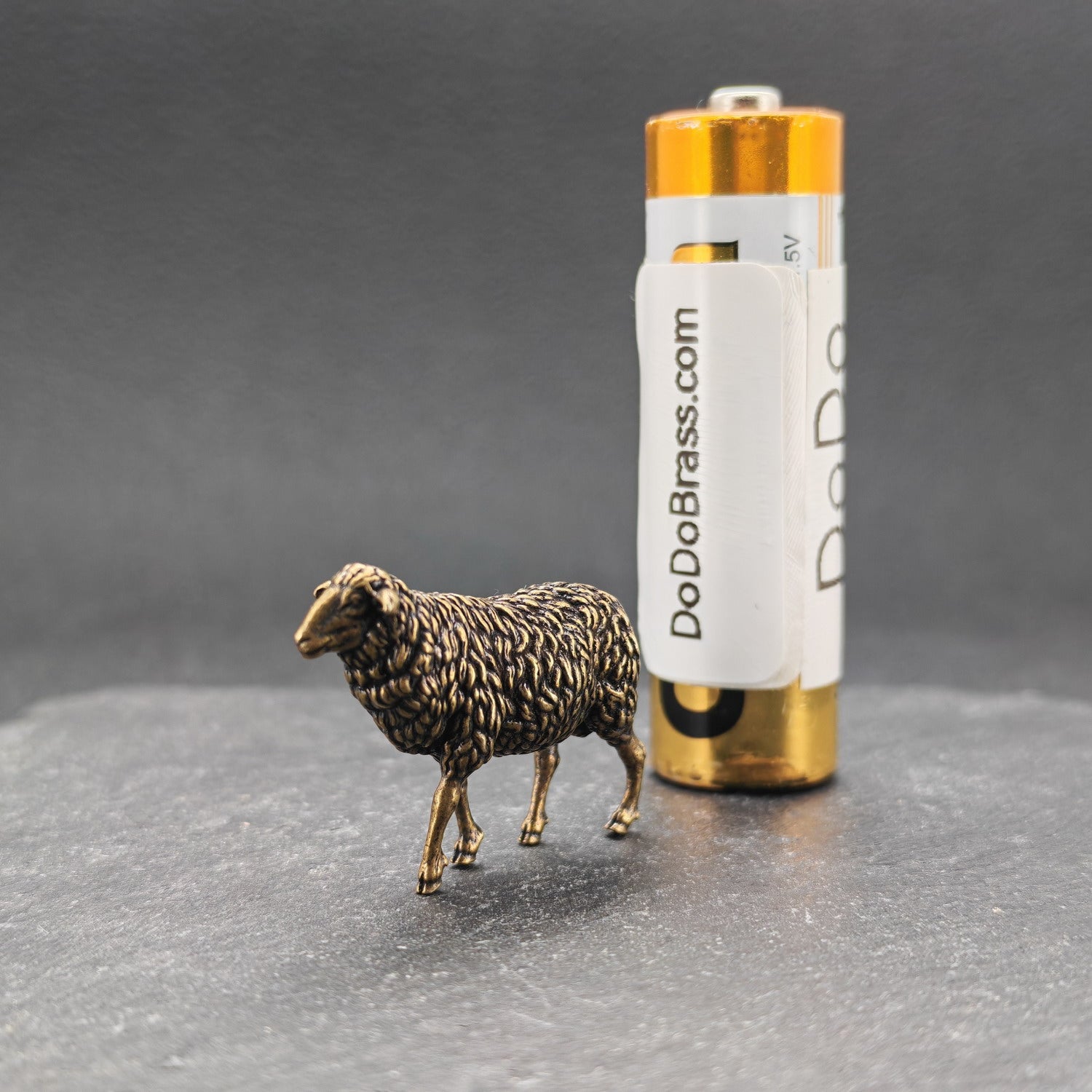 Miniature Brass Sheep Figurine Tiny Wool Texture Desk Sculpture - Image 5