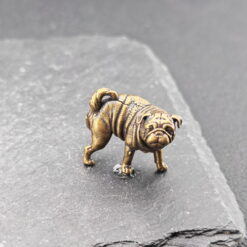 Alternative view of Miniature Brass Pug Dog Figurine | Solid Metal Puppy Desk Statue & Cute Gift
