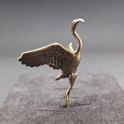 Crane in Flight Brass Figurine – Handcrafted Bird Miniature for Terrarium and Desk - Image 8