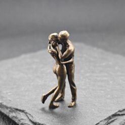 Miniature Brass Couple Figurine — Embracing & Kissing Lovers Sculpture - Image 9
