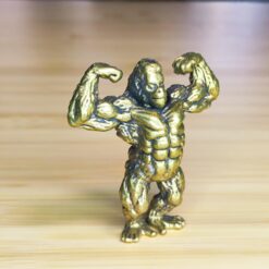 Brass Gorilla Figurine – Muscular Wildlife Sculpture for Desk, Shelf, Nature Lover Gift or Collector Decor - Image 4