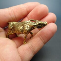 Alternative view of Handcrafted Brass Cattle Figurine – Miniature Ox Sculpture for Desk, Shelf, Farmhouse Decor or Zodiac Gift