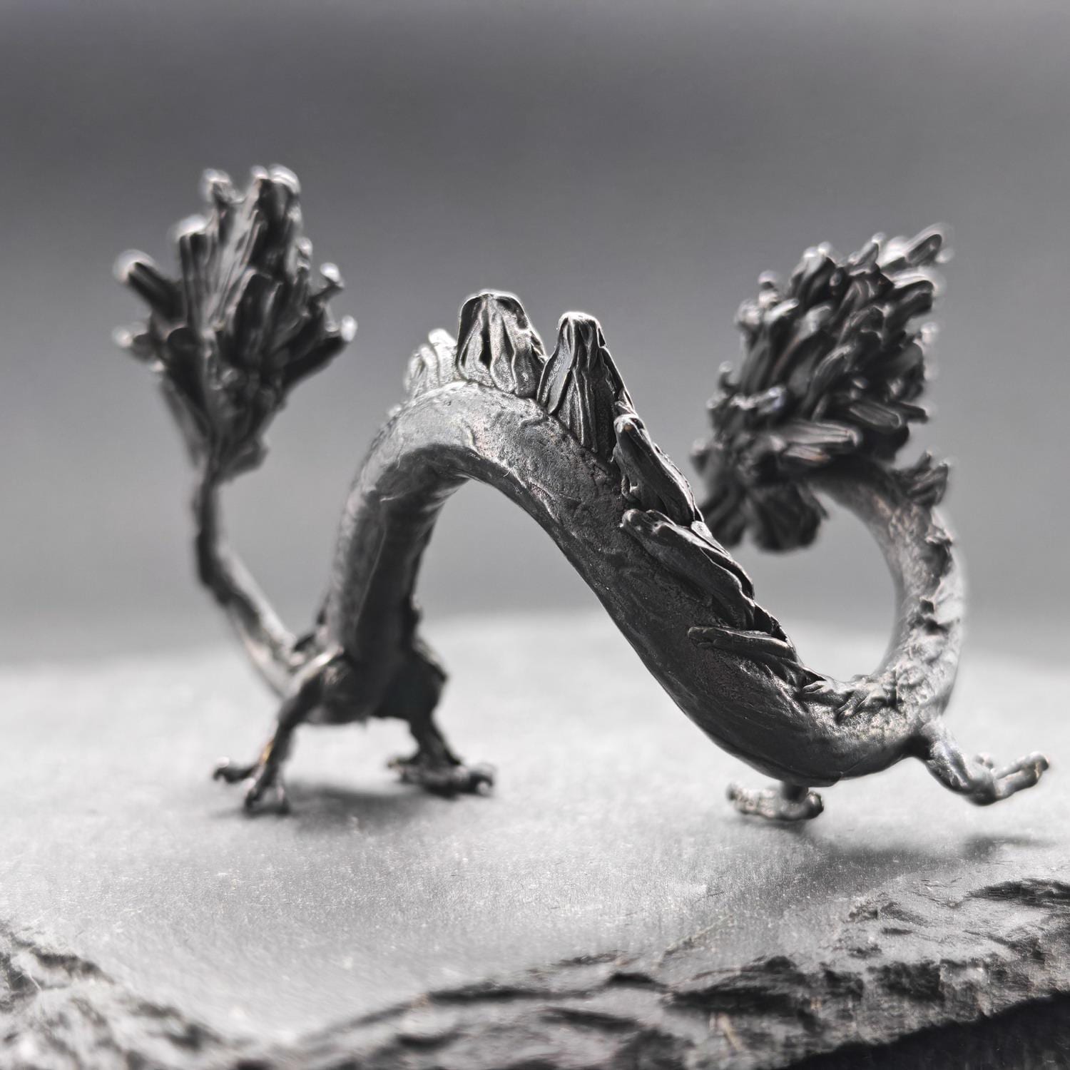 Brass Five Elements Dragon Figurine — Miniature Oxidised Sculpture for Terrarium, Aquascape, and Micro World Display - Image 6