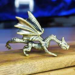 Brass Fire Dragon Figurine – Warcraft-Inspired Mythical Sculpture for Desk, Shelf, Fantasy Decor or Collector Gift - Image 4