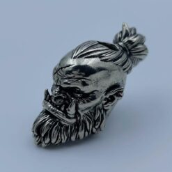 Detailed Brass Orc Pendant - Versatile Paracord Bead, Keychain or Flashlight Ornament - Image 6