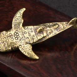 Alternative view of Vintage Brass Shark Figurine – Wide Mouth Marine Sculpture for Ocean Lover Gift or Nautical Decor