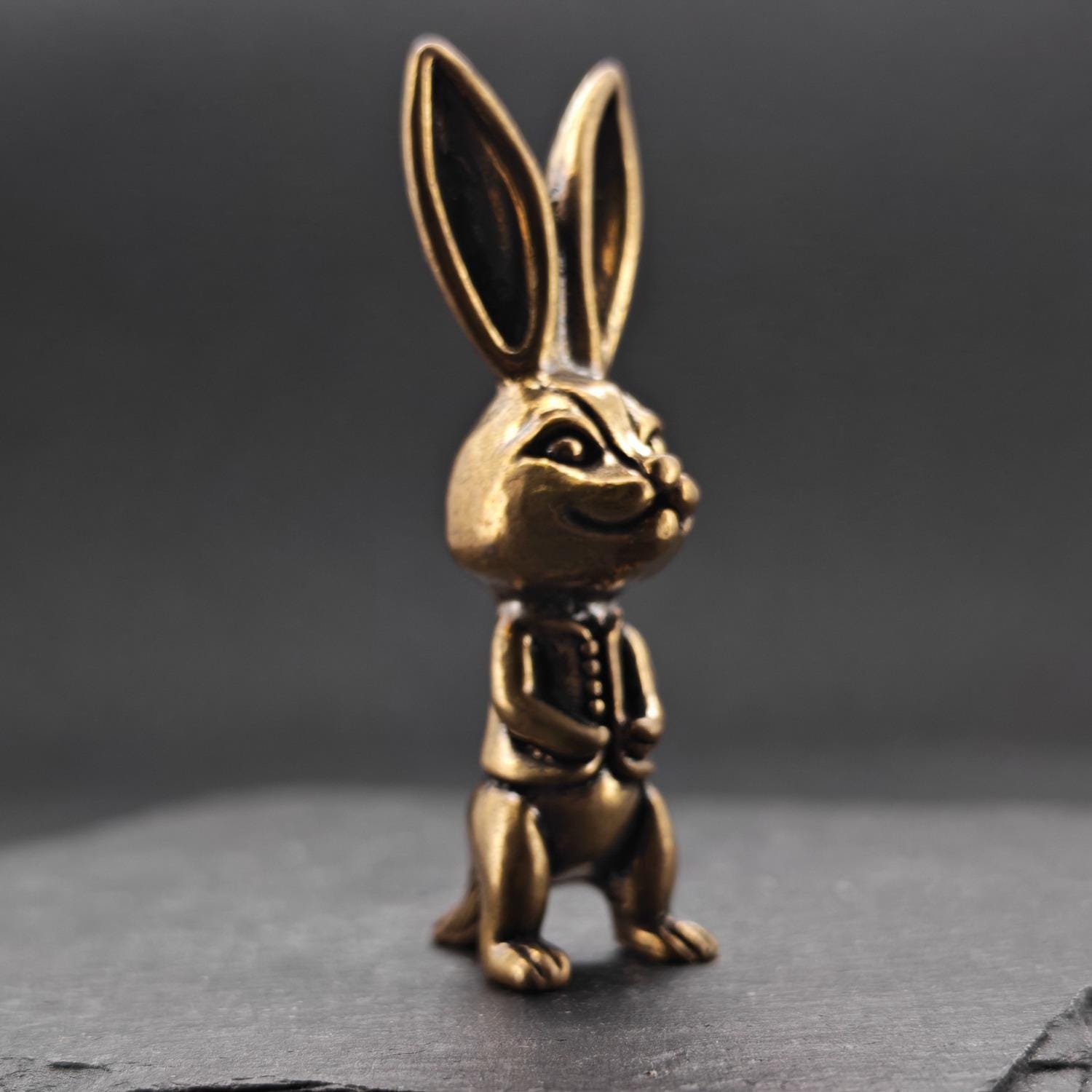 Brass Rabbit Figurine – Playful Solid Ornament - Image 3