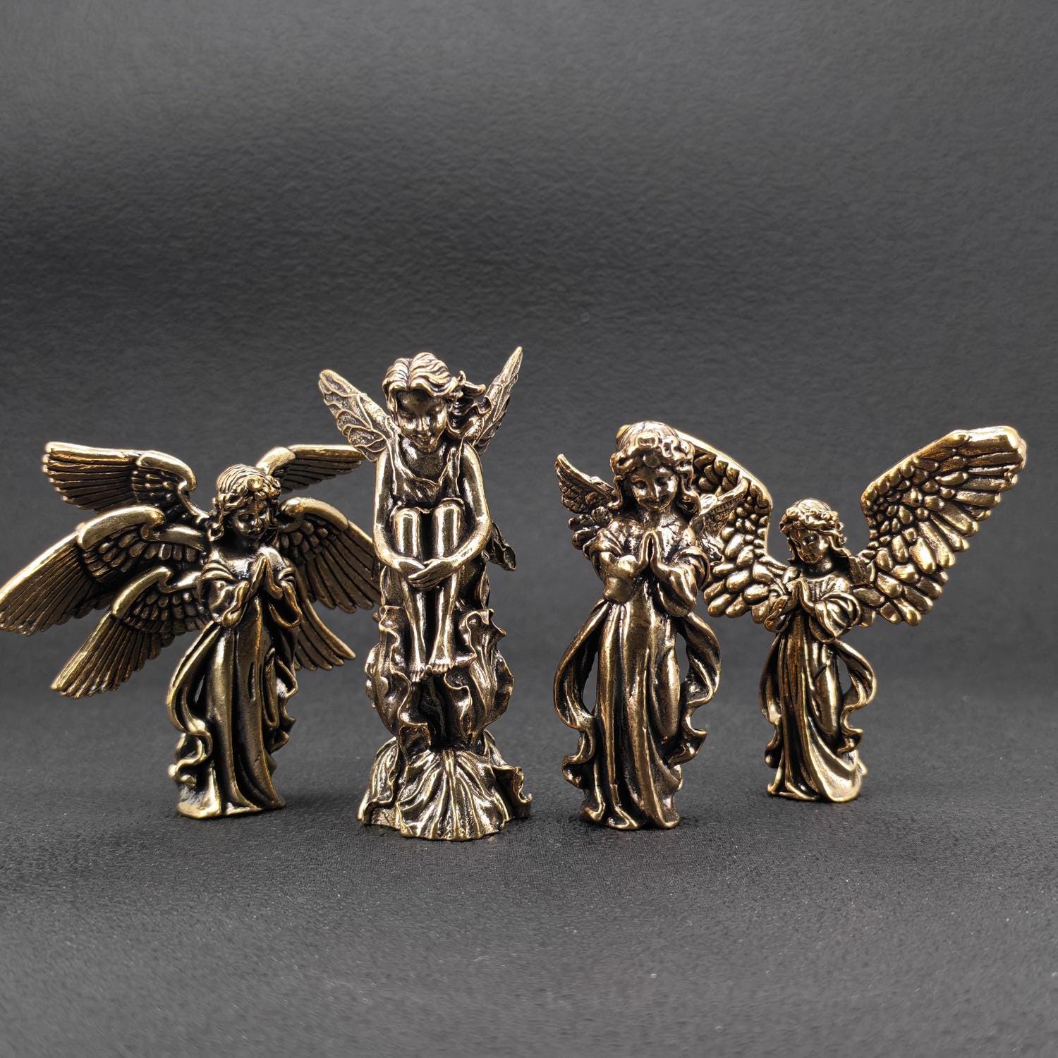 Brass Miniature Angel & Fairy Figurines – Choose Your Style (Six‑Wing, Winged, Little, Flower Fairy)