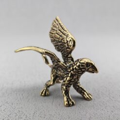 Brass Griffin Figurine – Mythical Dragon Desk Decor, Gamer Gift