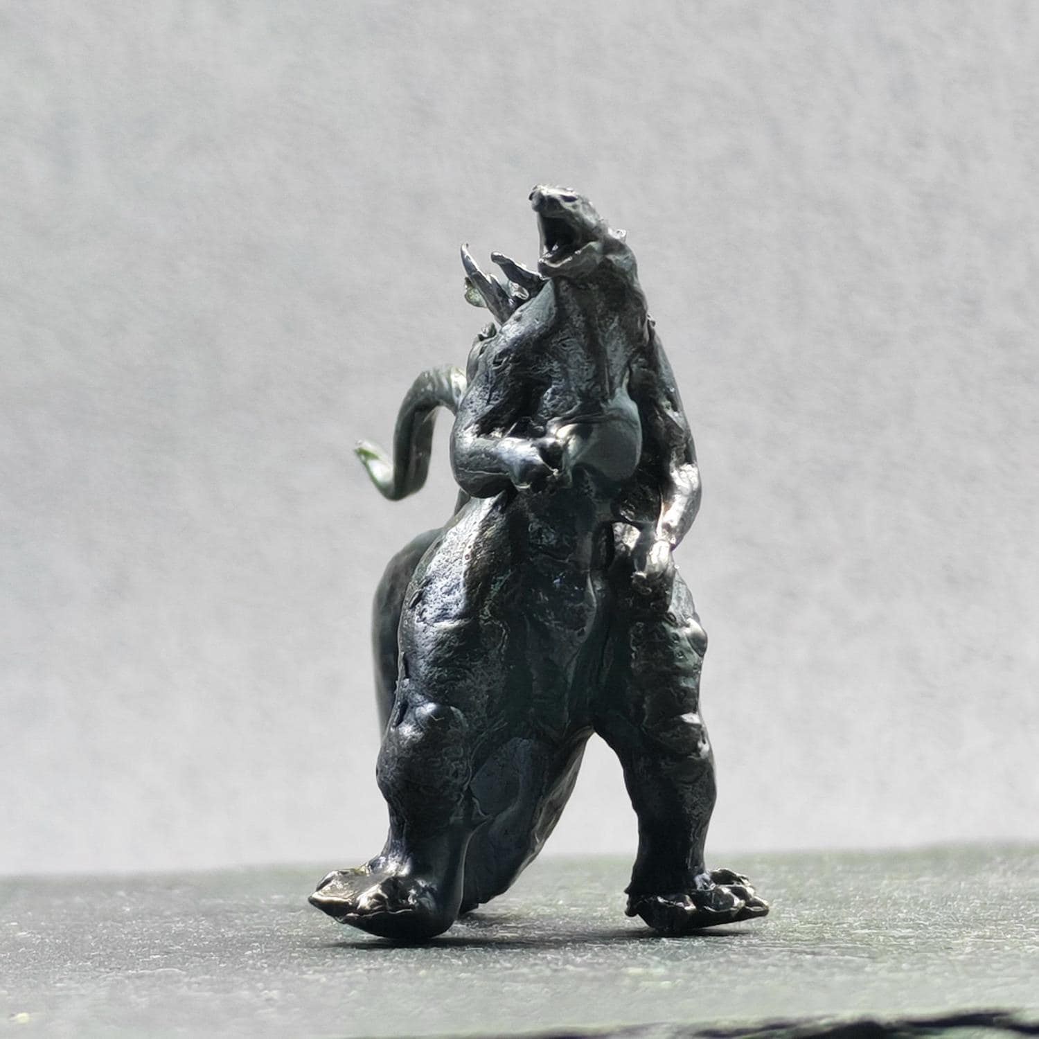 Brass Kaiju Monster Figurine — Spiked Giant Creature Desk Sculpture - Image 2
