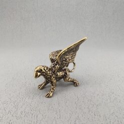 Brass Griffin Figurine – Mythical Dragon Desk Decor, Gamer Gift - Image 4