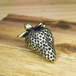 Brass Strawberry Figurine — Antique Miniature Sculpture and Ring for Desk, Shelf and Gift - Image 4