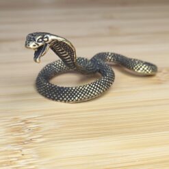 Brass Cobra Figurine – Miniature Snake Sculpture for Desk, Shelf, Feng Shui, Reptile Lover or Collector Gift - Image 5