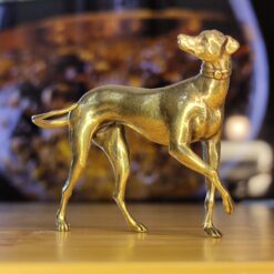 Striding Greyhound Brass Figurine – Handcrafted Noble Dog Collectible