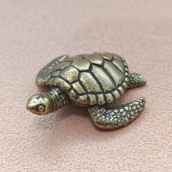 Mini Brass Turtle Figurine – Feng Shui Tortoise Sculpture for Desk, Shelf, Lucky Charm or Collector Gift - Image 5