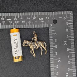 Brass Cowboy on Horseback Figurine — Polished Western Desk Sculpture & Miniature Collector Piece - Image 3