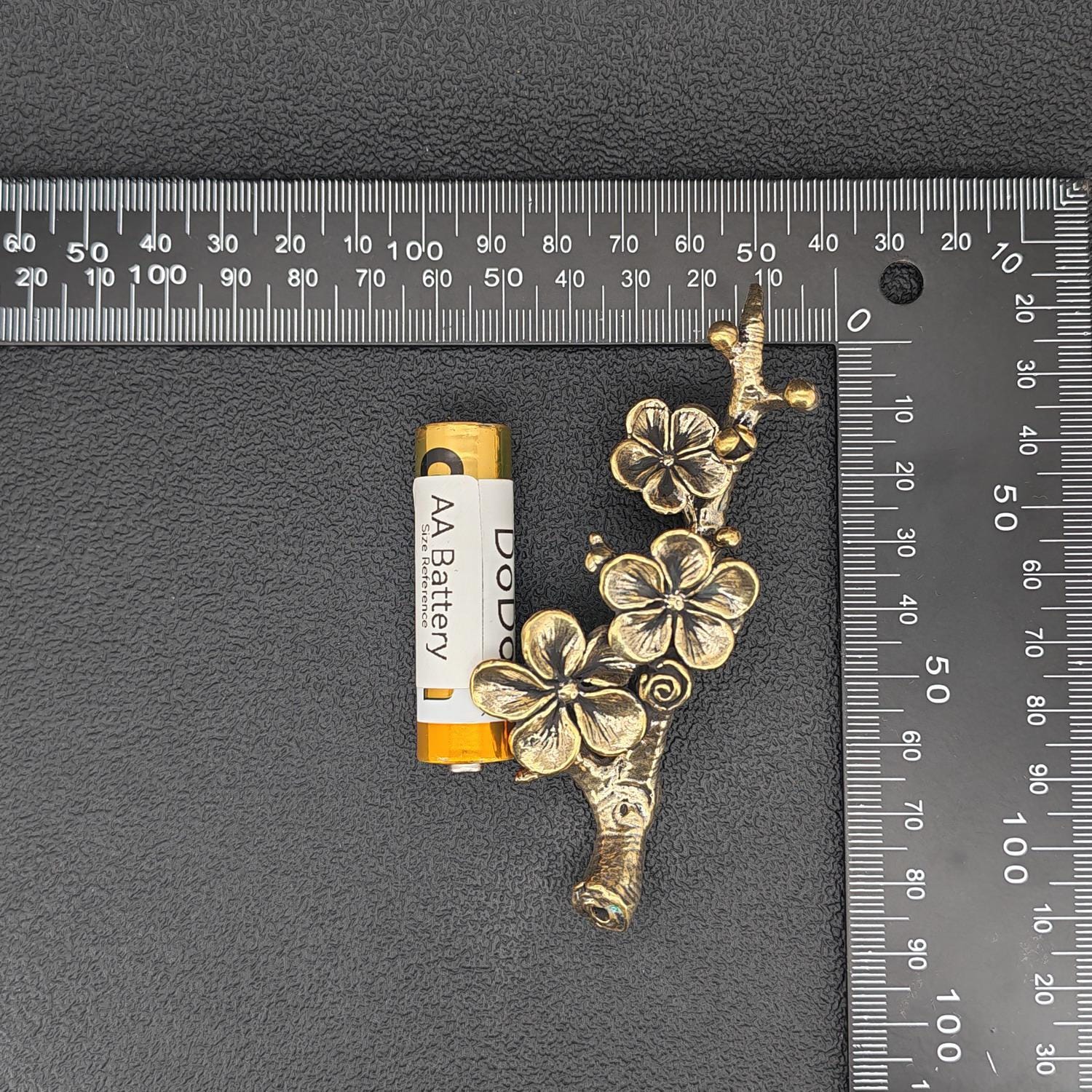 Brass Plum Blossom Pen Holder — Antique Botanical Desk Sculpture and Paperweight - Image 3