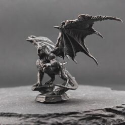 Brass Winged Dragon Figurine — Oxidised Miniature Fire Beast Sculpture for Fantasy Collectors and Desk Display