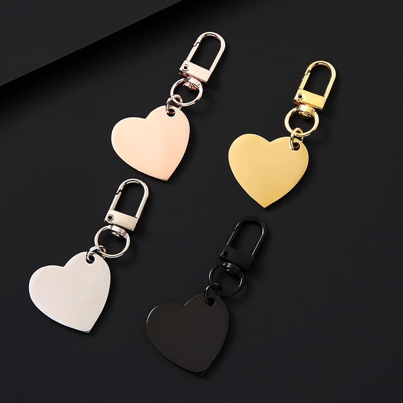 30mm Heart Tag with 34mm Stainless Clasp, Matte Gold Finish for DIY Craft Projects