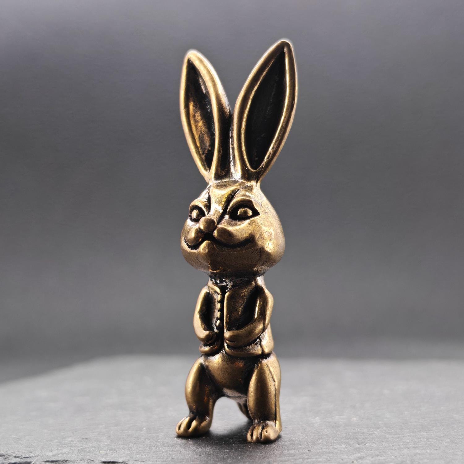 Brass Rabbit Figurine – Playful Solid Ornament