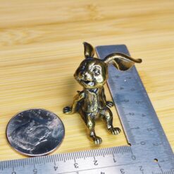 Alternative view of Whimsical Brass Rabbit Figurine – Miniature Bunny Sculpture for Desk, Shelf, Easter or Zodiac Gift