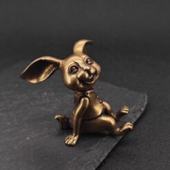 Alternative view of Brass Rabbit Figurine — Vintage Sitting Sculpture for Desk, Shelf, and Zodiac Decor