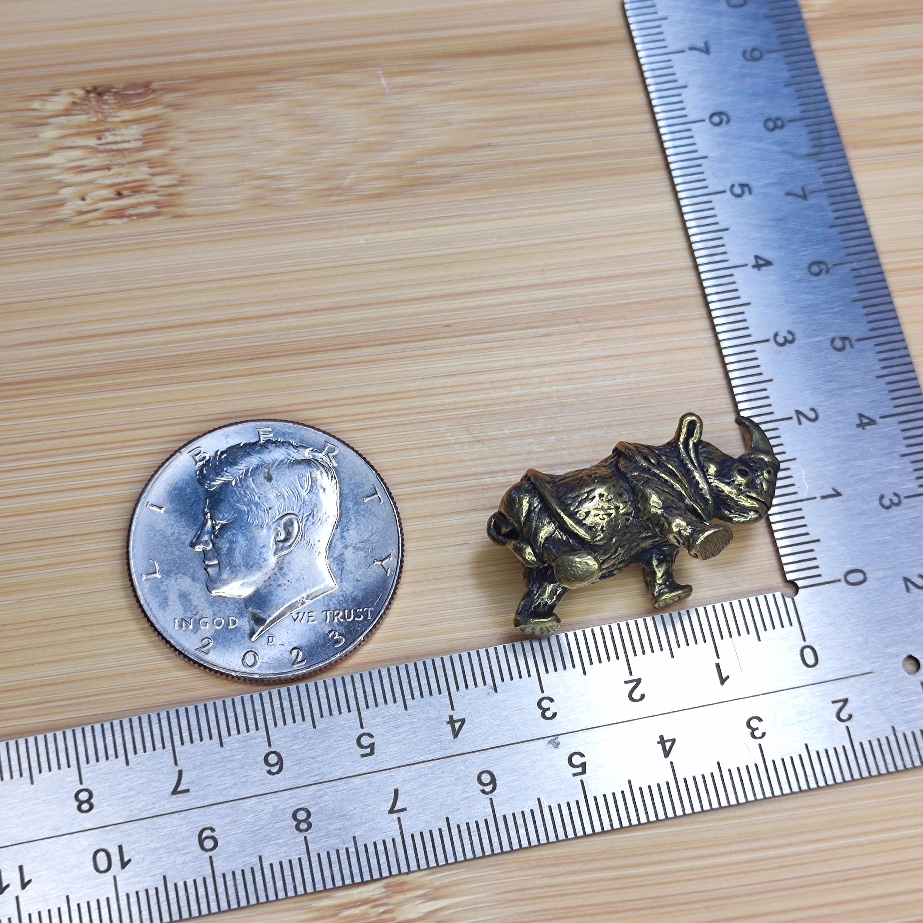 Handcrafted Brass Rhinoceros Figurine – Miniature Rhino Sculpture for Desk, Shelf, Safari Decor or Collector Gift - Image 2